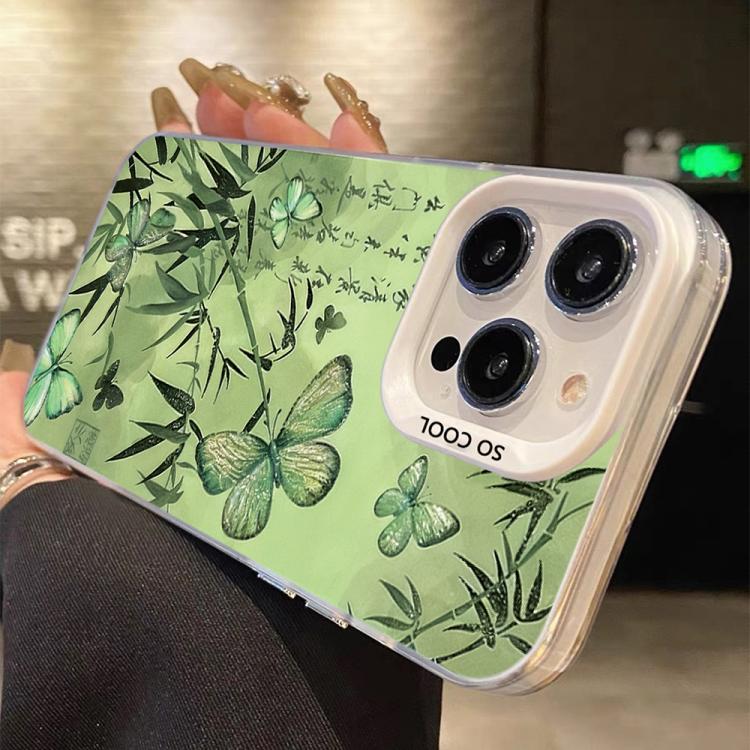 Funda híbrida de PC y TPU con diseño de mariposa y baño de plata, For iPhone XS Max, For iPhone 8 Plus / 7 Plus