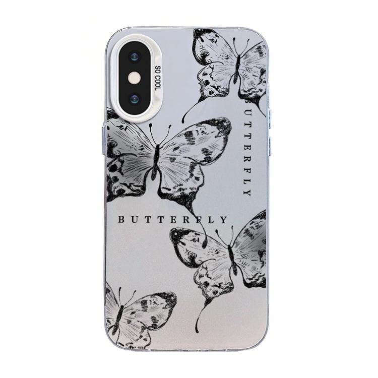 Funda híbrida de PC y TPU con diseño de mariposa y baño de plata, For iPhone XS Max, For iPhone 8 Plus / 7 Plus