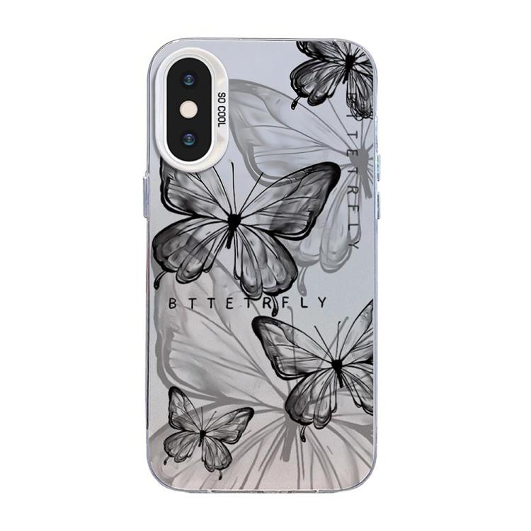 Funda híbrida de PC y TPU con diseño de mariposa y baño de plata, For iPhone XS Max, For iPhone 8 Plus / 7 Plus