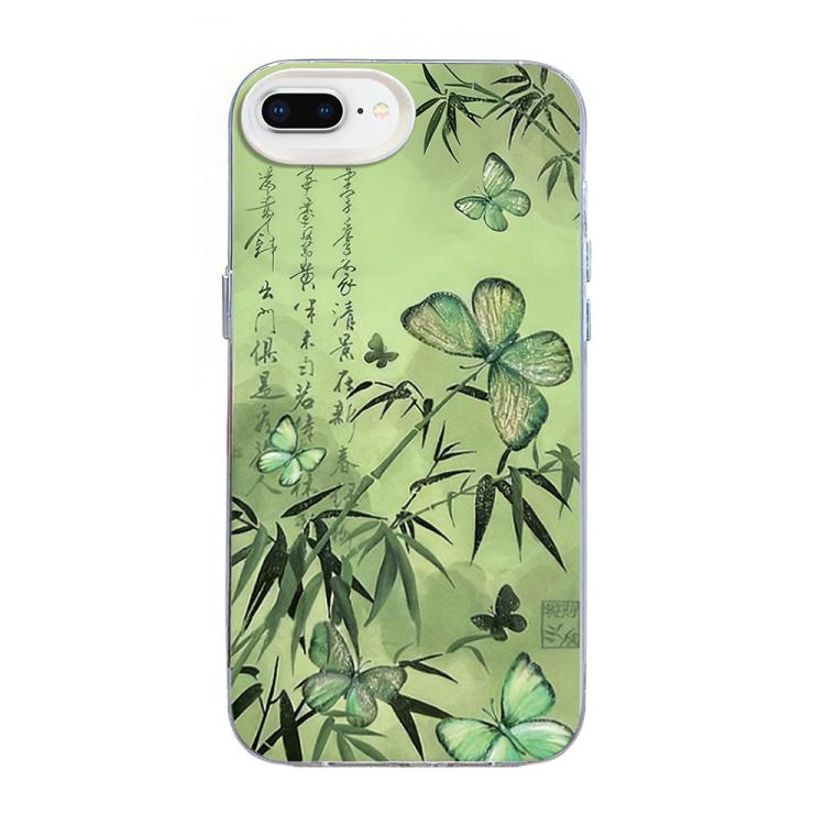 Funda híbrida de PC y TPU con diseño de mariposa y baño de plata, For iPhone XS Max, For iPhone 8 Plus / 7 Plus