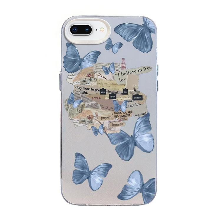 Funda híbrida de PC y TPU con diseño de mariposa y baño de plata, For iPhone XS Max, For iPhone 8 Plus / 7 Plus