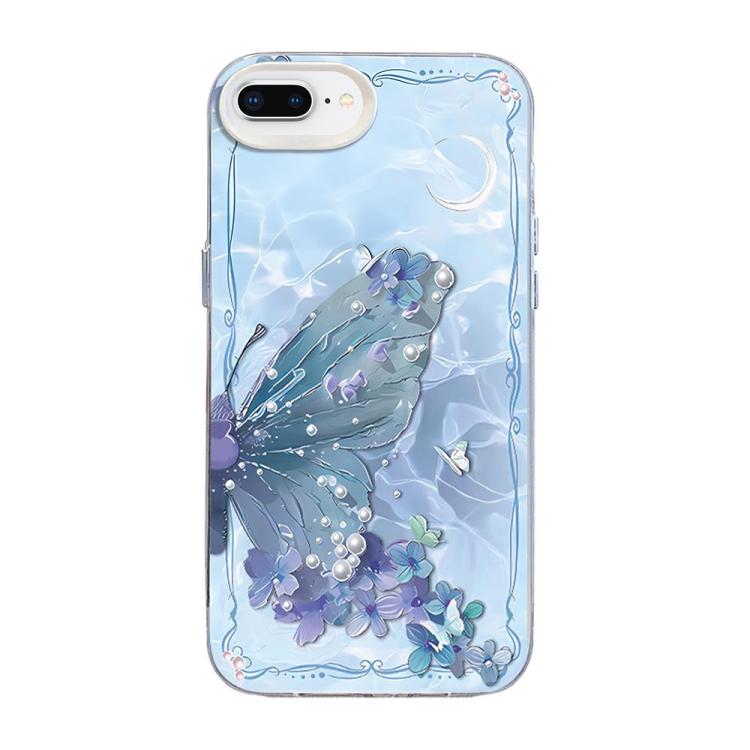 Funda híbrida de PC y TPU con diseño de mariposa y baño de plata, For iPhone XS Max, For iPhone 8 Plus / 7 Plus