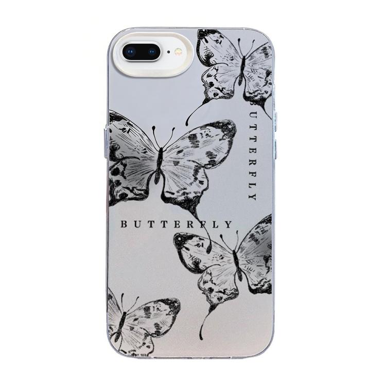 Funda híbrida de PC y TPU con diseño de mariposa y baño de plata, For iPhone XS Max, For iPhone 8 Plus / 7 Plus