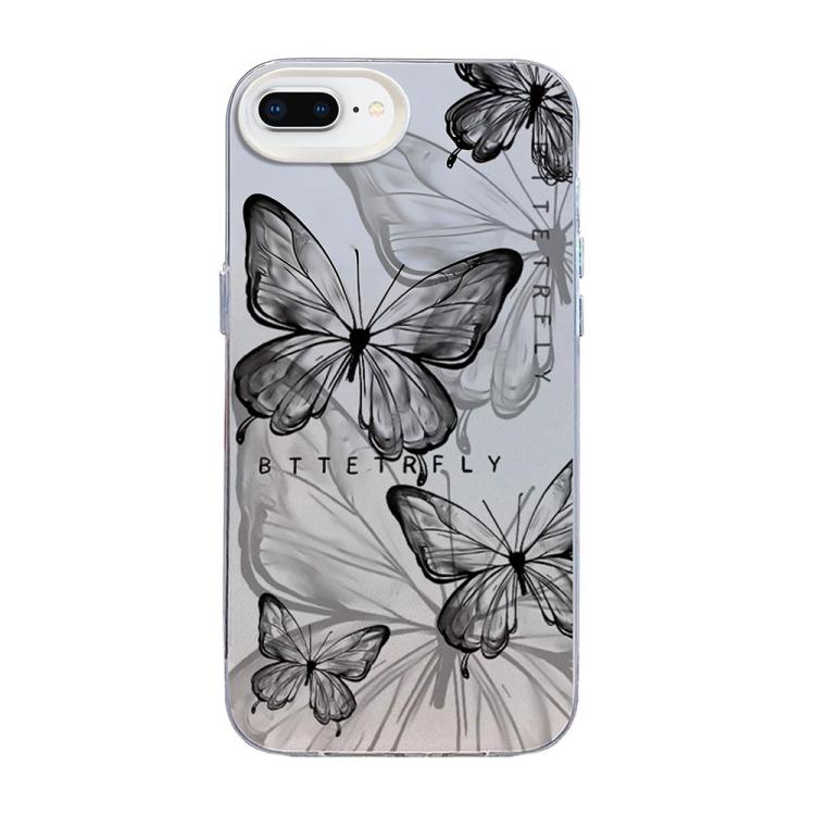 Funda híbrida de PC y TPU con diseño de mariposa y baño de plata, For iPhone XS Max, For iPhone 8 Plus / 7 Plus