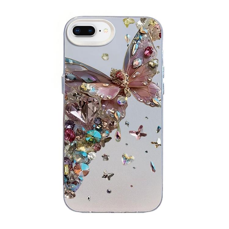 Funda híbrida de PC y TPU con diseño de mariposa y baño de plata, For iPhone XS Max, For iPhone 8 Plus / 7 Plus