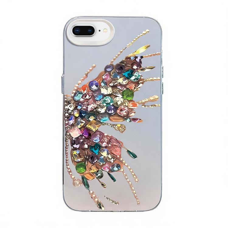 Funda híbrida de PC y TPU con diseño de mariposa y baño de plata, For iPhone XS Max, For iPhone 8 Plus / 7 Plus