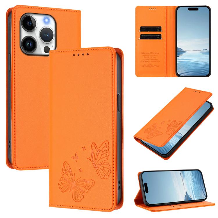 Funda para teléfono de cuero vegano con fuerte imán doble en forma de mariposa y protección RFID, For iPhone Air, For iPhone 16 Pro Max, For iPhone 16 Pro, For iPhone 16 Plus