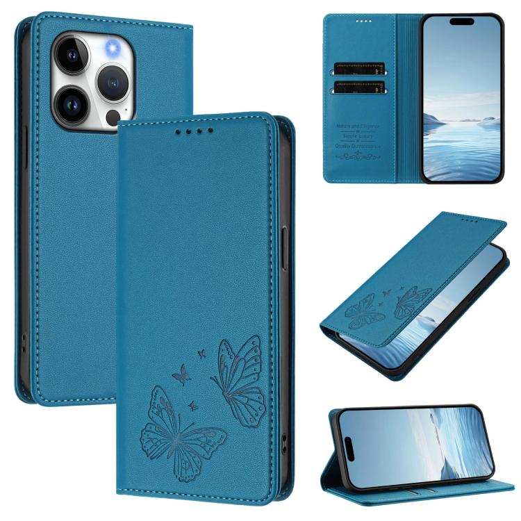 Funda para teléfono de cuero vegano con fuerte imán doble en forma de mariposa y protección RFID, For iPhone Air, For iPhone 16 Pro Max, For iPhone 16 Pro, For iPhone 16 Plus