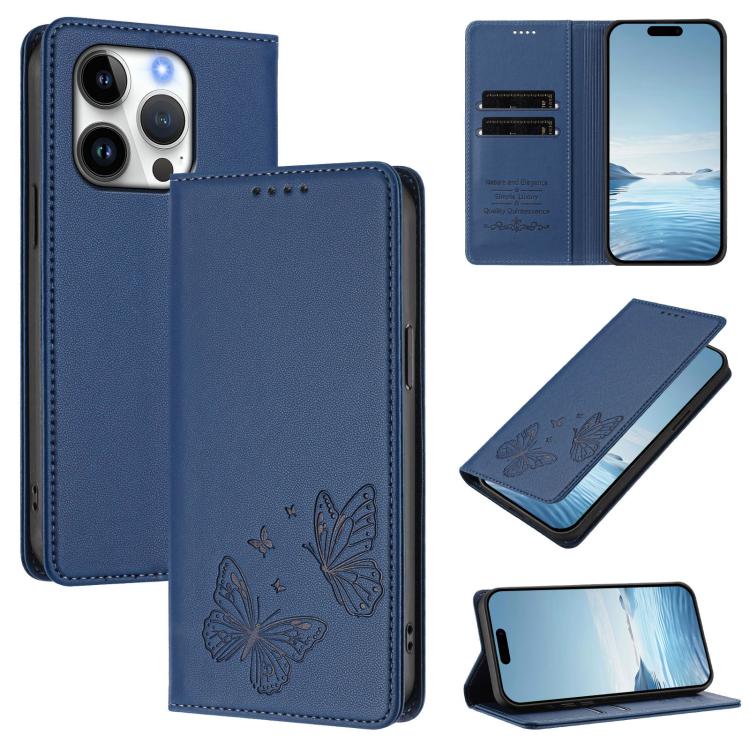 Funda para teléfono de cuero vegano con fuerte imán doble en forma de mariposa y protección RFID, For iPhone Air, For iPhone 16 Pro Max, For iPhone 16 Pro, For iPhone 16 Plus