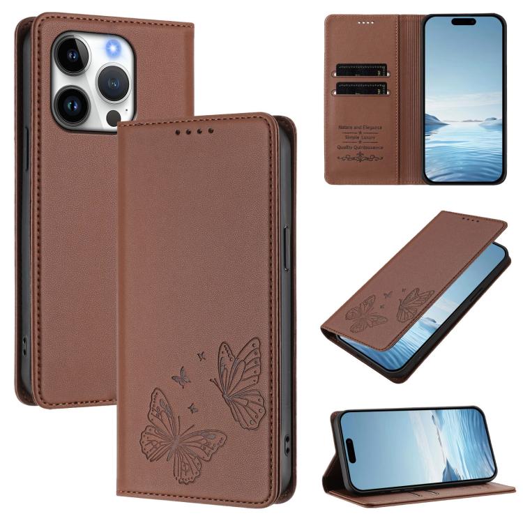 Funda para teléfono de cuero vegano con fuerte imán doble en forma de mariposa y protección RFID, For iPhone Air, For iPhone 16 Pro Max, For iPhone 16 Pro, For iPhone 16 Plus