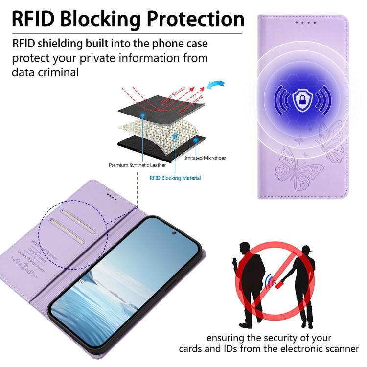 Funda para teléfono de cuero vegano con fuerte imán doble en forma de mariposa y protección RFID, For iPhone Air, For iPhone 16 Pro Max, For iPhone 16 Pro, For iPhone 16 Plus