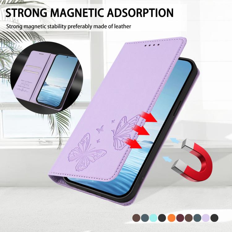 Funda para teléfono de cuero vegano con fuerte imán doble en forma de mariposa y protección RFID, For iPhone Air, For iPhone 16 Pro Max, For iPhone 16 Pro, For iPhone 16 Plus