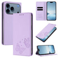 Funda para teléfono de cuero vegano con fuerte imán doble en forma de mariposa y protección RFID, For iPhone 18 Pro / 17 Pro, For iPhone 18 Pro Max / 17 Pro Max, For iPhone 17e / 16e, For iPhone 17