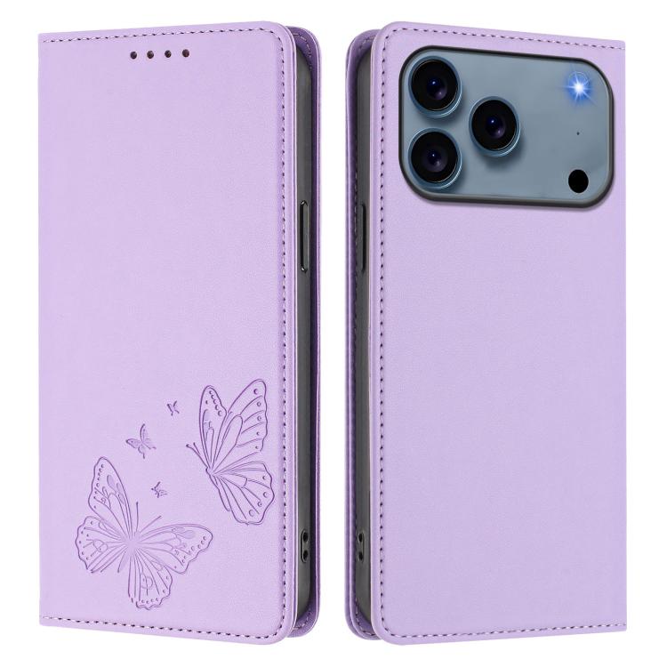 Funda para teléfono de cuero vegano con fuerte imán doble en forma de mariposa y protección RFID, For iPhone 18 Pro / 17 Pro, For iPhone 18 Pro Max / 17 Pro Max, For iPhone 17e / 16e, For iPhone 17