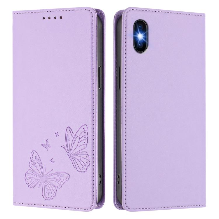 Funda para teléfono de cuero vegano con fuerte imán doble en forma de mariposa y protección RFID, For iPhone X / XS, For iPhone XR, For iPhone XS Max, For iPhone 8 Plus / 7 Plus