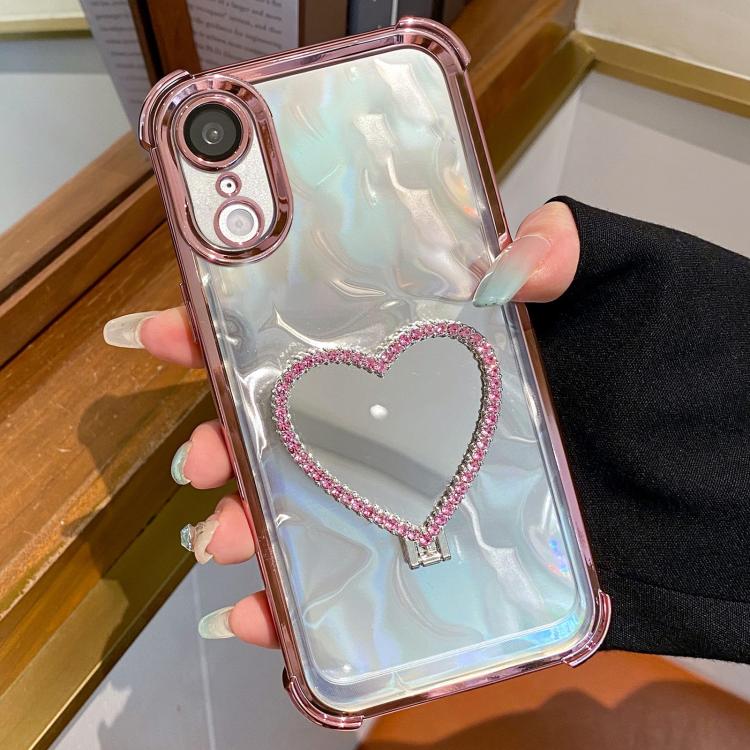Funda para teléfono con forma de corazón, chapada en espejo, de TPU y acrílico, con soporte., For iPhone XR, For iPhone XS Max