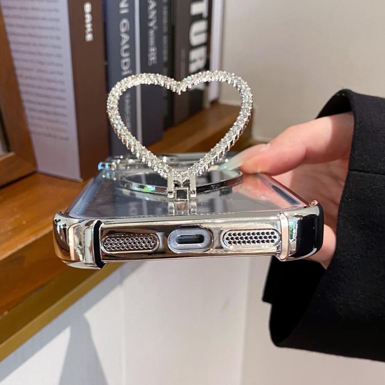 Funda para teléfono con forma de corazón, chapada en espejo, de TPU y acrílico, con soporte., For iPhone XR, For iPhone XS Max