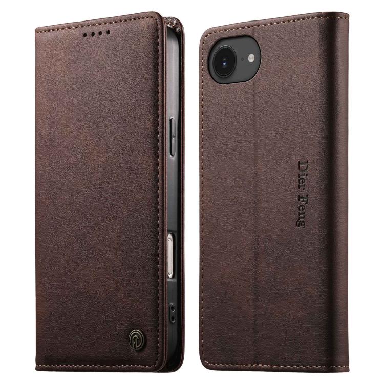 Funda para teléfono Dierfeng de cuero vegano con cierre magnético y protección RFID., For iPhone 17e / 16e, For iPhone 18 Pro Max / 17 Pro Max, For iPhone 18 Pro / 17 Pro, For iPhone 17, For iPhone Air, For iPhone 16 Pro Max, For iPhone 16 Pro         ...