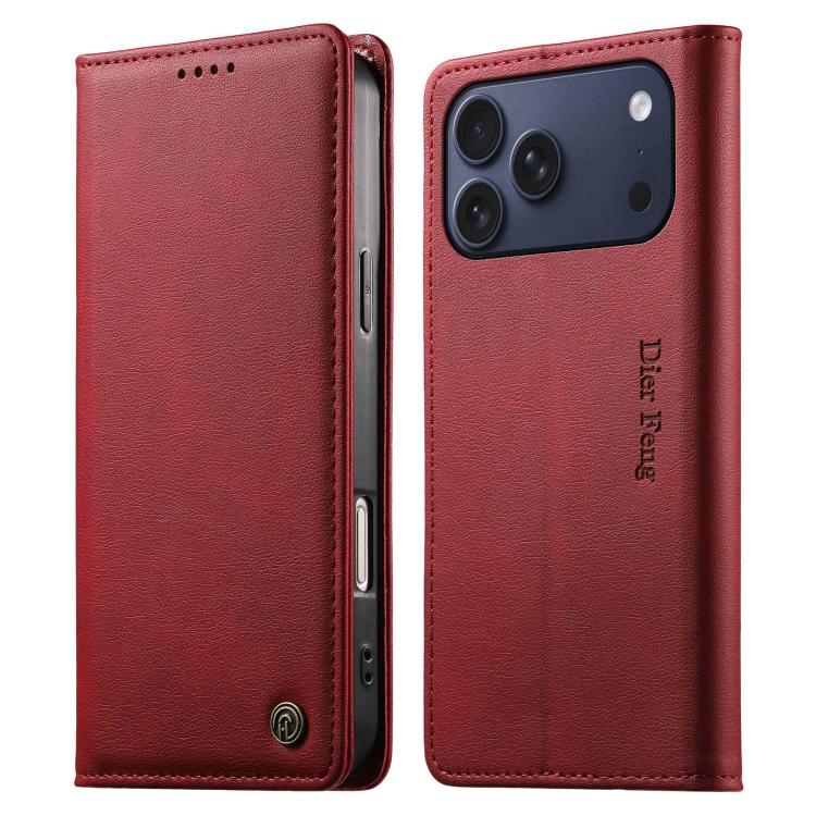 Funda para teléfono Dierfeng de cuero vegano con cierre magnético y protección RFID., For iPhone 17e / 16e, For iPhone 18 Pro Max / 17 Pro Max, For iPhone 18 Pro / 17 Pro, For iPhone 17, For iPhone Air, For iPhone 16 Pro Max, For iPhone 16 Pro         ...