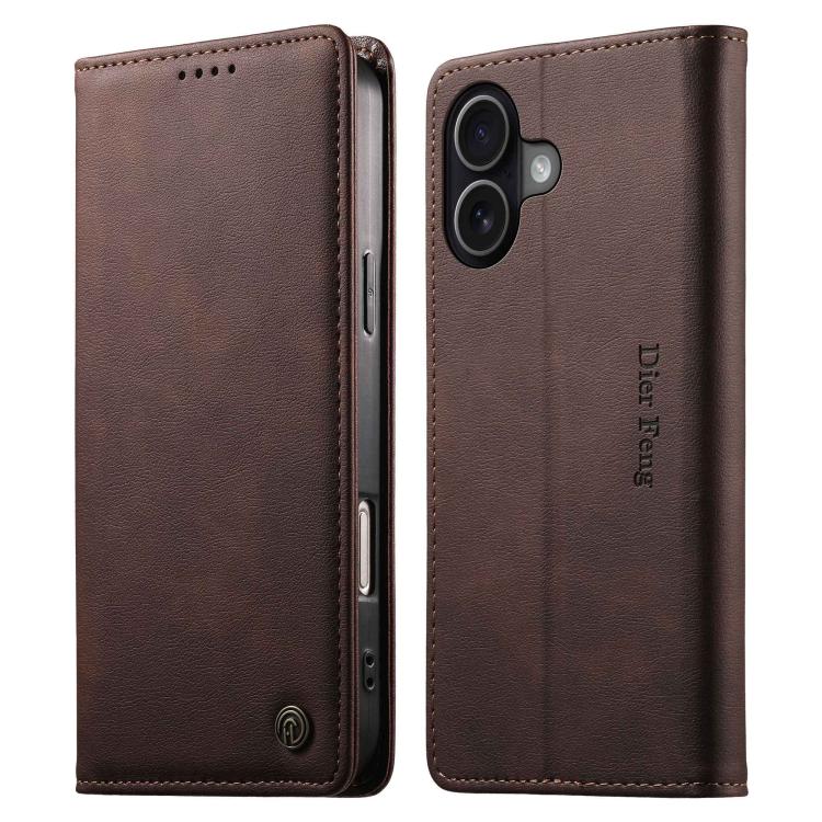 Funda para teléfono Dierfeng de cuero vegano con cierre magnético y protección RFID., For iPhone 17e / 16e, For iPhone 18 Pro Max / 17 Pro Max, For iPhone 18 Pro / 17 Pro, For iPhone 17, For iPhone Air, For iPhone 16 Pro Max, For iPhone 16 Pro         ...