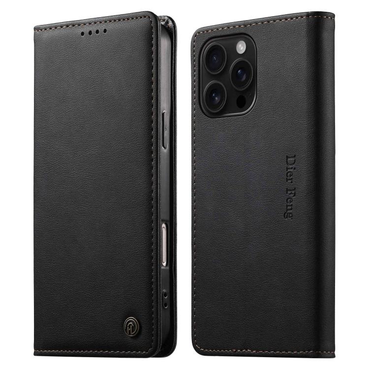 Funda para teléfono Dierfeng de cuero vegano con cierre magnético y protección RFID., For iPhone 17e / 16e, For iPhone 18 Pro Max / 17 Pro Max, For iPhone 18 Pro / 17 Pro, For iPhone 17, For iPhone Air, For iPhone 16 Pro Max, For iPhone 16 Pro         ...