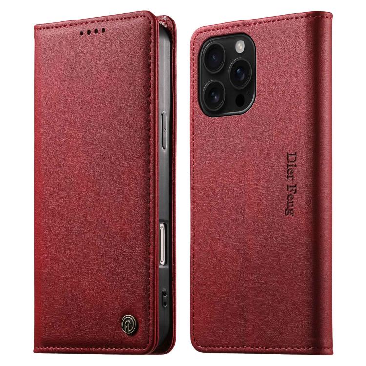 Funda para teléfono Dierfeng de cuero vegano con cierre magnético y protección RFID., For iPhone 17e / 16e, For iPhone 18 Pro Max / 17 Pro Max, For iPhone 18 Pro / 17 Pro, For iPhone 17, For iPhone Air, For iPhone 16 Pro Max, For iPhone 16 Pro         ...
