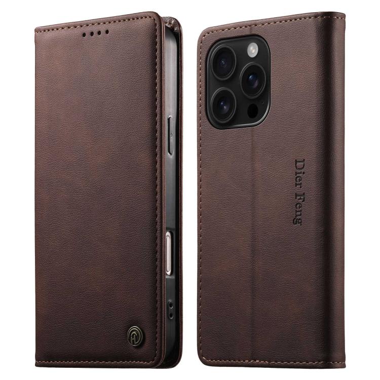 Funda para teléfono Dierfeng de cuero vegano con cierre magnético y protección RFID., For iPhone 17e / 16e, For iPhone 18 Pro Max / 17 Pro Max, For iPhone 18 Pro / 17 Pro, For iPhone 17, For iPhone Air, For iPhone 16 Pro Max, For iPhone 16 Pro         ...