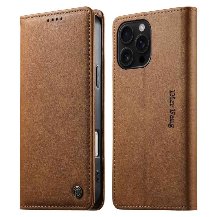 Funda para teléfono Dierfeng de cuero vegano con cierre magnético y protección RFID., For iPhone 17e / 16e, For iPhone 18 Pro Max / 17 Pro Max, For iPhone 18 Pro / 17 Pro, For iPhone 17, For iPhone Air, For iPhone 16 Pro Max, For iPhone 16 Pro         ...