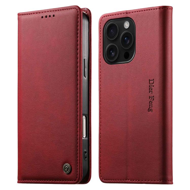 Funda para teléfono Dierfeng de cuero vegano con cierre magnético y protección RFID., For iPhone 17e / 16e, For iPhone 18 Pro Max / 17 Pro Max, For iPhone 18 Pro / 17 Pro, For iPhone 17, For iPhone Air, For iPhone 16 Pro Max, For iPhone 16 Pro         ...