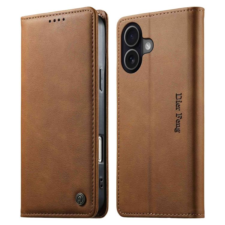 Funda para teléfono Dierfeng de cuero vegano con cierre magnético y protección RFID., For iPhone 17e / 16e, For iPhone 18 Pro Max / 17 Pro Max, For iPhone 18 Pro / 17 Pro, For iPhone 17, For iPhone Air, For iPhone 16 Pro Max, For iPhone 16 Pro         ...