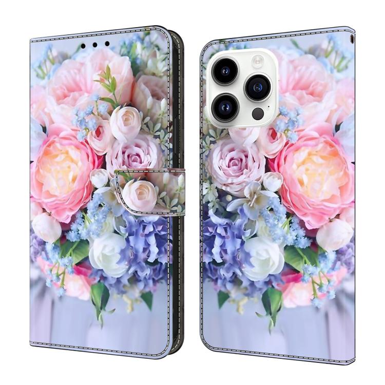 Funda para teléfono de cuero vegano pintado con efecto cristal, For iPhone 15 Pro, For iPhone 14 / 13, For iPhone 14 Pro