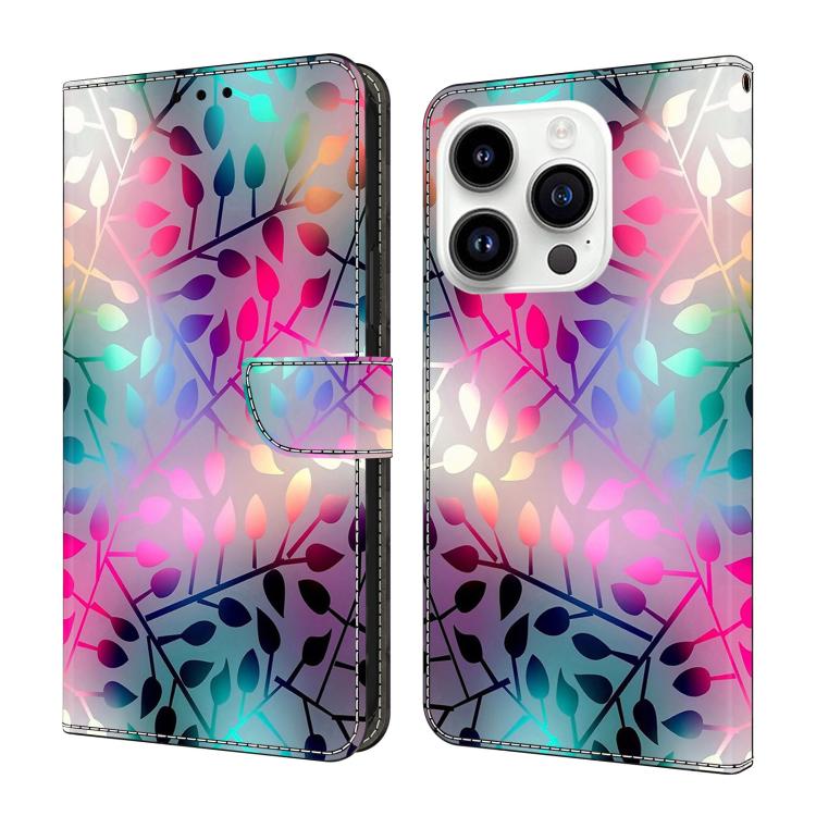 Funda para teléfono de cuero vegano pintado con efecto cristal, For iPhone 16 Pro, For iPhone 16, For iPhone 15 Pro Max