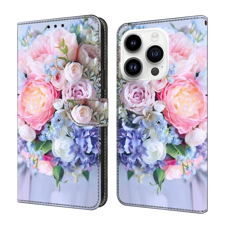 Funda para teléfono de cuero vegano pintado con efecto cristal, For iPhone 16 Pro, For iPhone 16, For iPhone 15 Pro Max