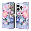 Funda para teléfono de cuero vegano pintado con efecto cristal, For iPhone 16 Pro, For iPhone 16, For iPhone 15 Pro Max