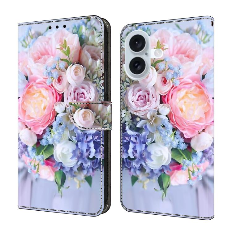 Funda para teléfono de cuero vegano pintado con efecto cristal, For iPhone 16 Pro, For iPhone 16, For iPhone 15 Pro Max