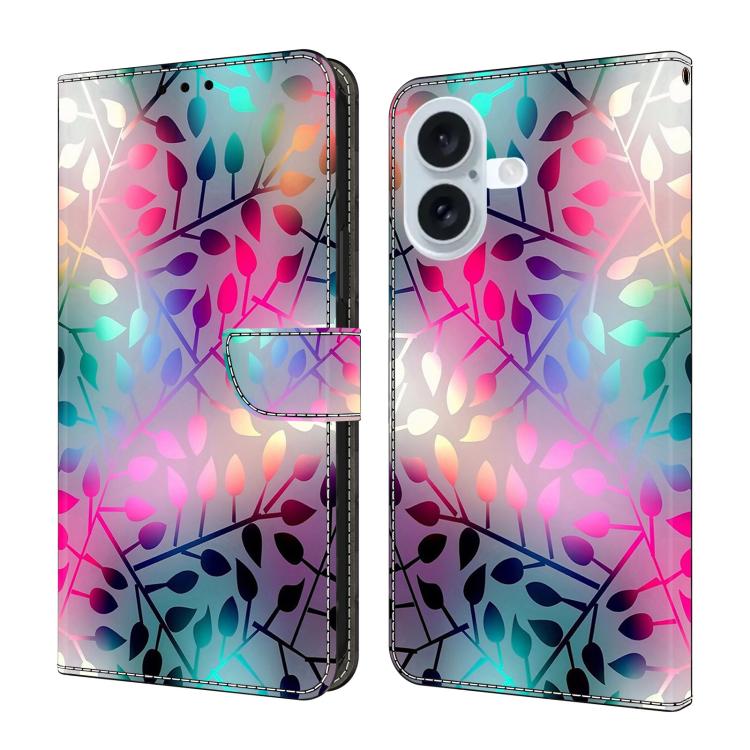 Funda para teléfono de cuero vegano pintado con efecto cristal, For iPhone 16 Pro, For iPhone 16, For iPhone 15 Pro Max