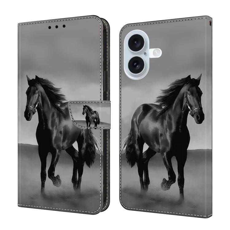 Funda para teléfono de cuero vegano pintado con efecto cristal, For iPhone 16 Pro, For iPhone 16, For iPhone 15 Pro Max