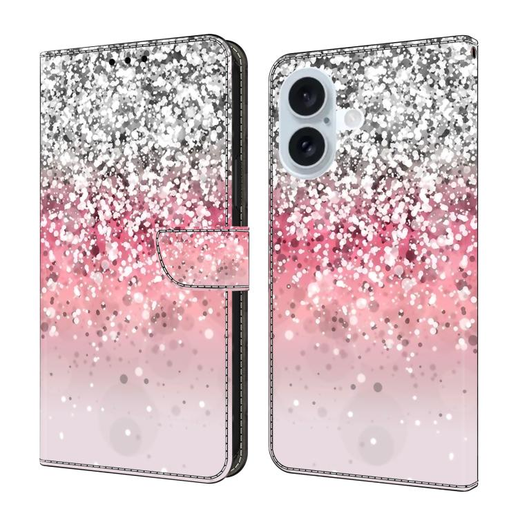 Funda para teléfono de cuero vegano pintado con efecto cristal, For iPhone 16 Pro, For iPhone 16, For iPhone 15 Pro Max