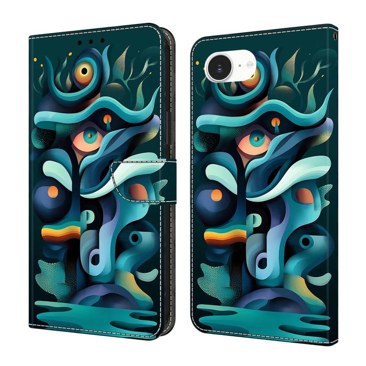 Funda para teléfono de cuero vegano pintado con efecto cristal, For iPhone 17e / 16e, For iPhone 17 Pro Max, For iPhone 17 Pro