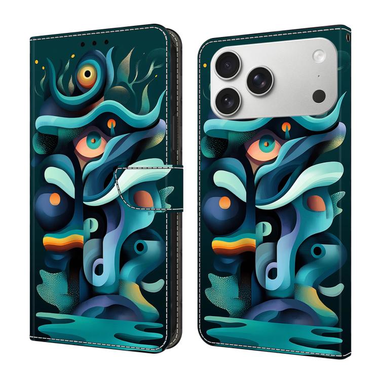 Funda para teléfono de cuero vegano pintado con efecto cristal, For iPhone 17e / 16e, For iPhone 17 Pro Max, For iPhone 17 Pro