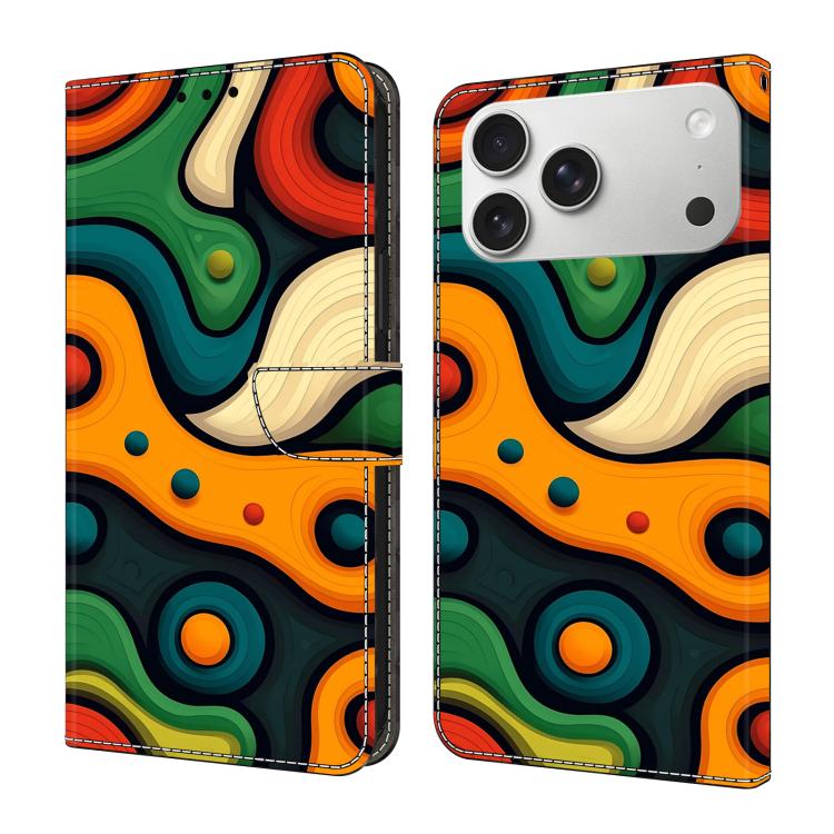 Funda para teléfono de cuero vegano pintado con efecto cristal, For iPhone 17e / 16e, For iPhone 17 Pro Max, For iPhone 17 Pro
