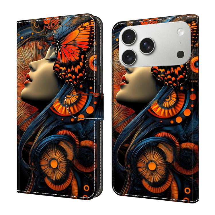 Funda para teléfono de cuero vegano pintado con efecto cristal, For iPhone 17e / 16e, For iPhone 17 Pro Max, For iPhone 17 Pro