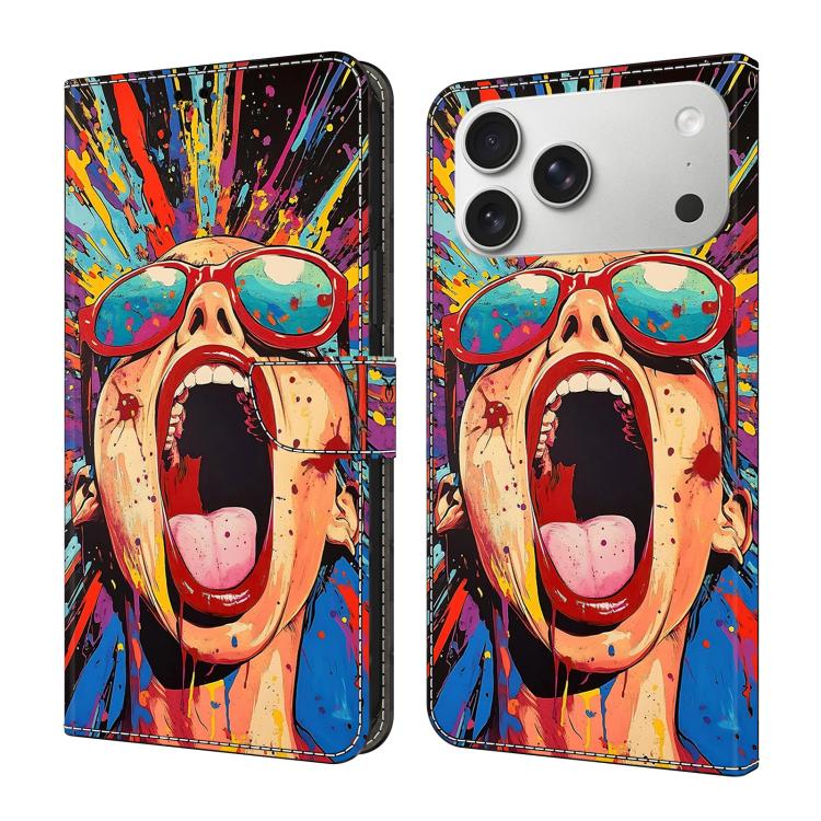 Funda para teléfono de cuero vegano pintado con efecto cristal, For iPhone 17e / 16e, For iPhone 17 Pro Max, For iPhone 17 Pro