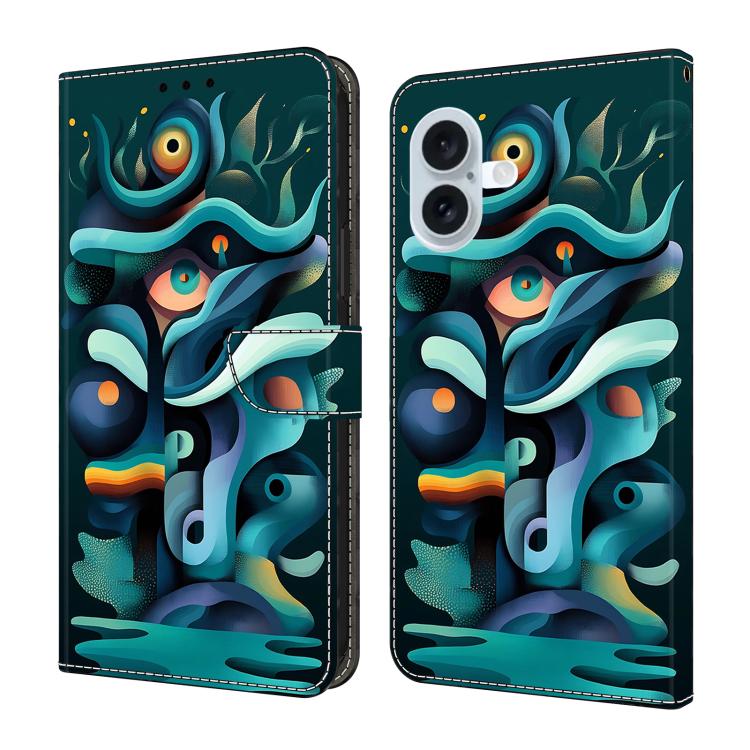 Funda para teléfono de cuero vegano pintado con efecto cristal, For iPhone 17, For iPhone Air, For iPhone 16 Pro Max