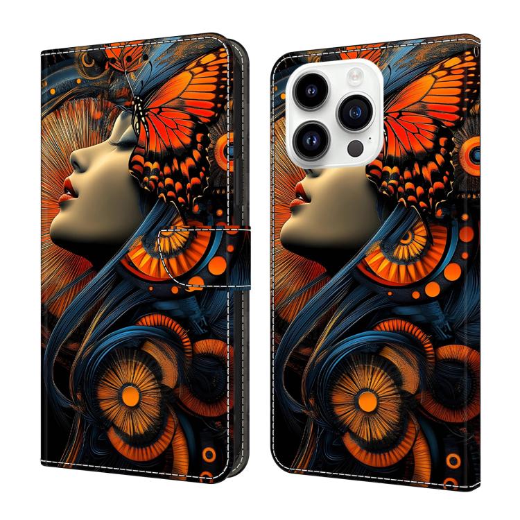 Funda para teléfono de cuero vegano pintado con efecto cristal, For iPhone 16 Pro, For iPhone 16 Plus, For iPhone 16