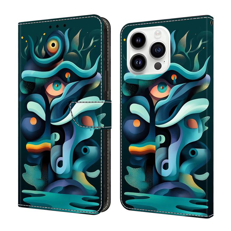 Funda para teléfono de cuero vegano pintado con efecto cristal, For iPhone 16 Pro, For iPhone 16 Plus, For iPhone 16
