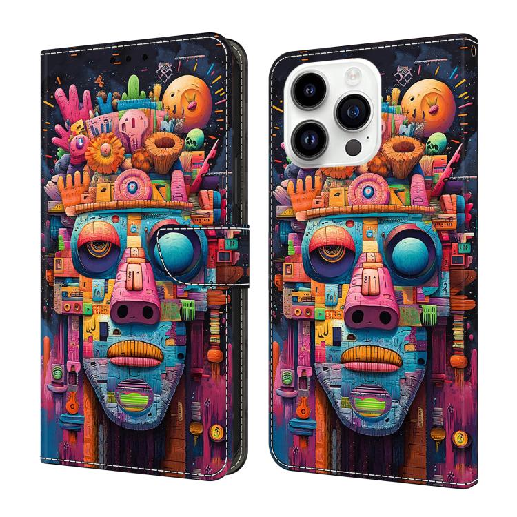 Funda para teléfono de cuero vegano pintado con efecto cristal, For iPhone 16 Pro, For iPhone 16 Plus, For iPhone 16