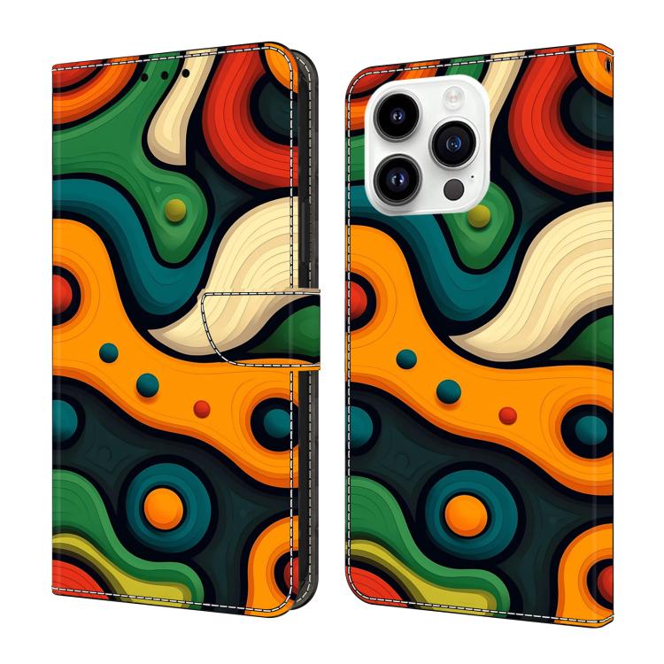 Funda para teléfono de cuero vegano pintado con efecto cristal, For iPhone 16 Pro, For iPhone 16 Plus, For iPhone 16