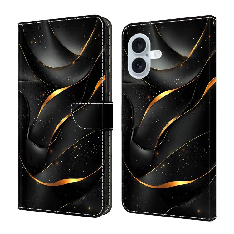 Funda para teléfono de cuero vegano pintado con efecto cristal, For iPhone 16 Pro, For iPhone 16 Plus, For iPhone 16