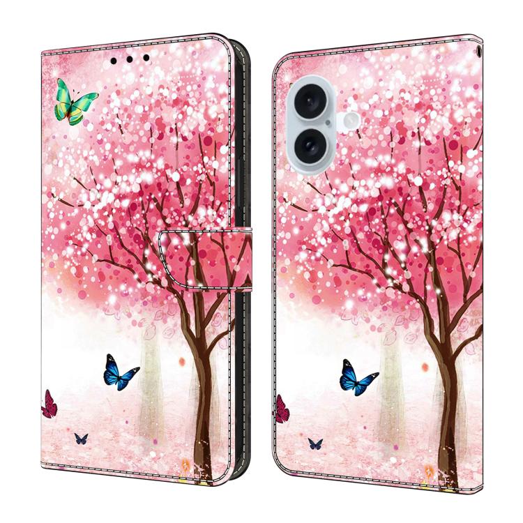 Funda para teléfono de cuero vegano pintado con efecto cristal, For iPhone 16 Pro, For iPhone 16 Plus, For iPhone 16